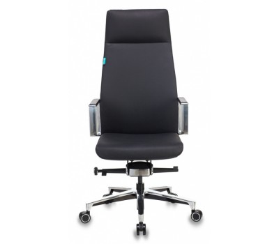 Кресло руководителя Бюрократ _JONS черный кожа крестовина алюминий