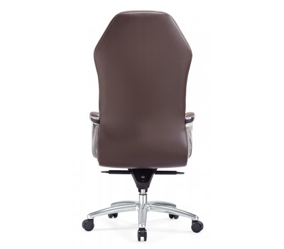 Кресло руководителя Бюрократ _Aura коричневый кожа крестовина алюминий