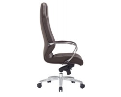 Кресло руководителя Бюрократ _Aura коричневый кожа крестовина алюминий-foto3