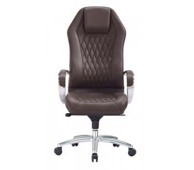 Кресло руководителя Бюрократ _Aura коричневый кожа крестовина алюминий