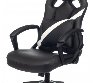 Кресло игровое Zombie DRIVER черный/белый эко.кожа с подголов. крестовина пластик