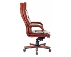 Кресло руководителя Бюрократ T-9927WALNUT светло-коричневый Leather Eichel кожа крестовина металл/дерево-foto3