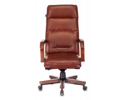 Кресло руководителя Бюрократ T-9927WALNUT светло-коричневый Leather Eichel кожа крестовина металл/дерево-foto2