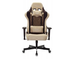 Кресло игровое Zombie VIKING 7 KNIGHT Fabric коричневый/бежевый текстиль/эко.кожа с подголов. крестовина металл-foto2