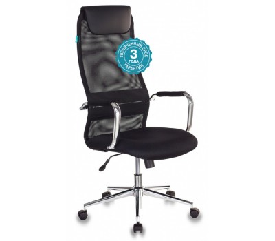 Кресло руководителя Бюрократ KB-9N черный TW-01 TW-11 сетка/ткань с подголов. крестовина металл хром
