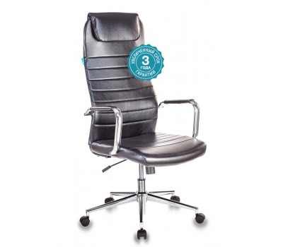 Кресло руководителя Бюрократ KB-9N/ECO черный эко.кожа с подголов. крестовина металл хром