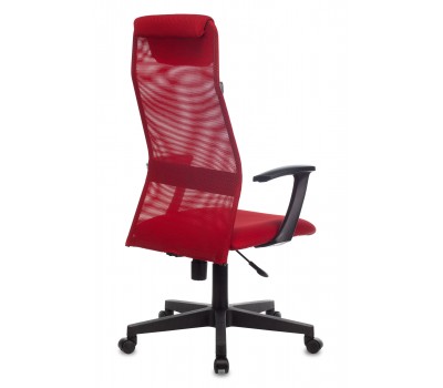 Кресло руководителя Бюрократ KB-8 красный TW-35N TW-97N сетка/ткань с подголов. крестовина пластик