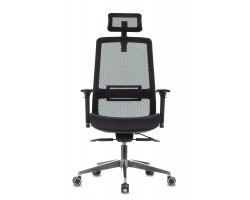 Кресло руководителя Бюрократ 821 черный сетка с подголов. крестовина алюминий-foto2