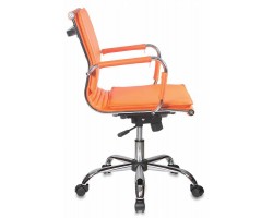 Кресло руководителя Бюрократ CH-993-Low оранжевый эко.кожа низк.спин. крестовина металл хром-foto3