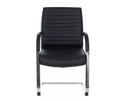 Кресло Бюрократ T-8010N-LOW-V черный Leather Black эко.кожа низк.спин. полозья металл хром-foto2