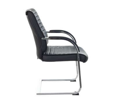 Кресло Бюрократ T-8010N-LOW-V черный Leather Black эко.кожа низк.спин. полозья металл хром