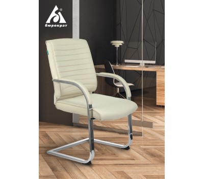 Кресло Бюрократ T-8010N-LOW-V черный Leather Black эко.кожа низк.спин. полозья металл хром