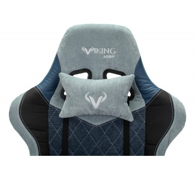 Кресло игровое Zombie VIKING 7 KNIGHT Fabric голубой текстиль/эко.кожа с подголов. крестовина металл