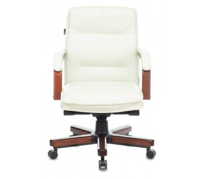 Кресло руководителя Бюрократ T-9927WALNUT-LOW слоновая кость кожа низк.спин. крестовина металл/дерево