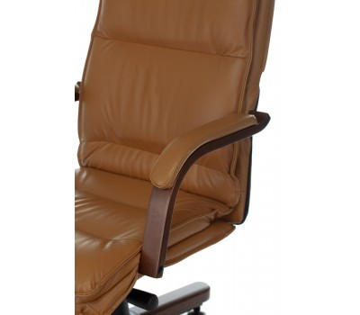 Кресло руководителя Бюрократ T-9927WALNUT горчичный кожа крестовина металл/дерево