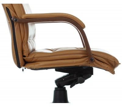 Кресло руководителя Бюрократ T-9927WALNUT горчичный кожа крестовина металл/дерево