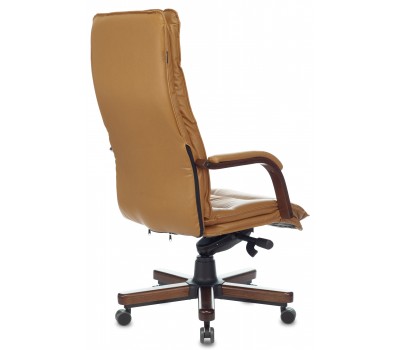 Кресло руководителя Бюрократ T-9927WALNUT горчичный кожа крестовина металл/дерево