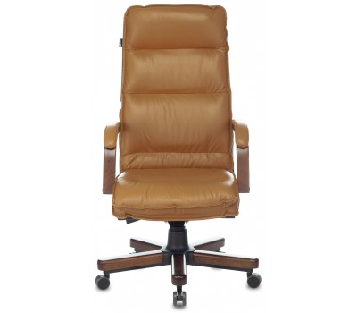 Кресло руководителя Бюрократ T-9927WALNUT горчичный кожа крестовина металл/дерево