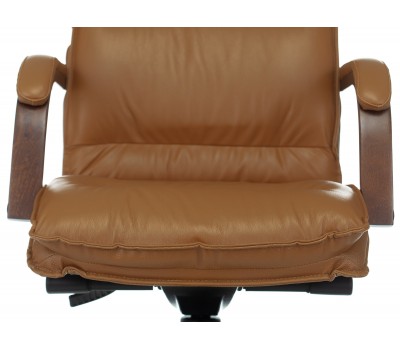 Кресло руководителя Бюрократ T-9927WALNUT горчичный кожа крестовина металл/дерево