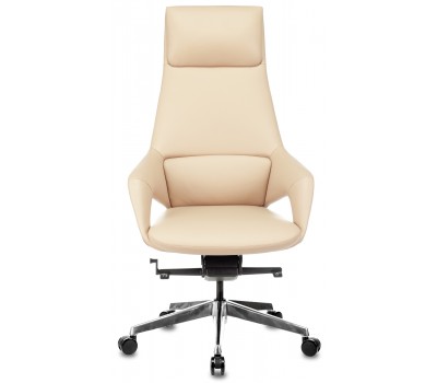 Кресло руководителя Бюрократ _DAO-2 бежевый кожа с подголов. крестовина алюминий