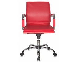 Кресло руководителя Бюрократ Ch-993-Low красный эко.кожа низк.спин. крестовина металл хром-foto2