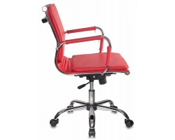 Кресло руководителя Бюрократ Ch-993-Low красный эко.кожа низк.спин. крестовина металл хром-foto3