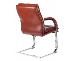 Кресло Бюрократ T-9927SL-LOW-V светло-коричневый Leather Eichel кожа низк.спин. полозья металл хром-foto4