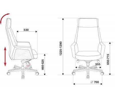 Кресло руководителя Бюрократ _Antonio черный кожа крестовина алюминий