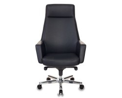 Кресло руководителя Бюрократ _Antonio черный кожа крестовина алюминий-foto2