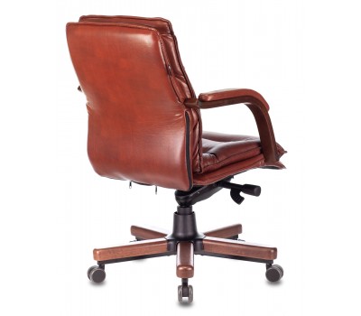 Кресло руководителя Бюрократ T-9927WALNUT-LOW светло-коричневый Leather Eichel кожа низк.спин. крестовина металл/дерево