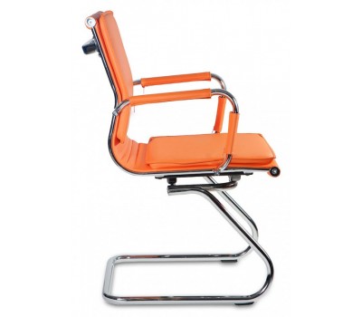 Кресло Бюрократ CH-993-Low-V оранжевый эко.кожа низк.спин. полозья металл хром