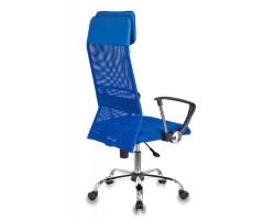 Кресло руководителя Бюрократ KB-6N синий TW-05 TW-10 сетка/ткань с подголов. крестовина металл хром-foto4