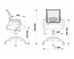Кресло Бюрократ CH-695N оранжевый TW-38-3 сиденье черный TW-11 сетка/ткань крестовина пластик-foto4