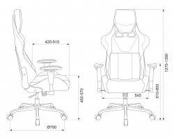 Кресло игровое Zombie VIKING LOFT серый Loft ромбик с подголов. крестовина металл-foto19