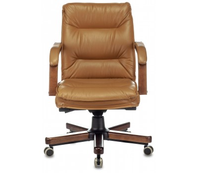 Кресло руководителя Бюрократ T-9927WALNUT-LOW горчичный кожа низк.спин. крестовина металл/дерево