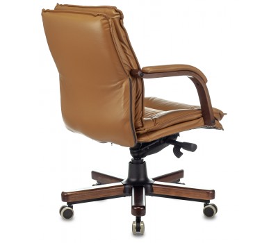 Кресло руководителя Бюрократ T-9927WALNUT-LOW горчичный кожа низк.спин. крестовина металл/дерево
