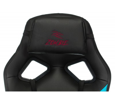Кресло игровое Zombie DRIVER черный/голубой эко.кожа с подголов. крестовина пластик