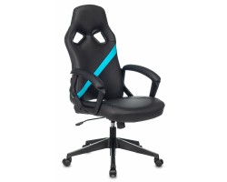 Кресло игровое Zombie DRIVER черный/голубой эко.кожа с подголов. крестовина пластик-foto10