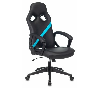 Кресло игровое Zombie DRIVER черный/голубой эко.кожа с подголов. крестовина пластик
