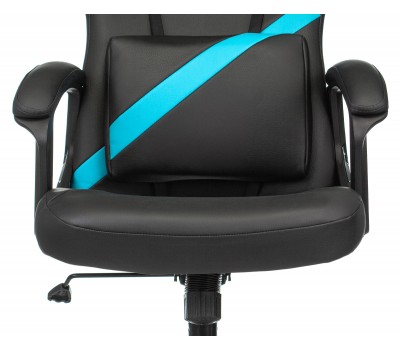 Кресло игровое Zombie DRIVER черный/голубой эко.кожа с подголов. крестовина пластик