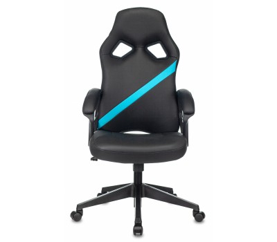 Кресло игровое Zombie DRIVER черный/голубой эко.кожа с подголов. крестовина пластик