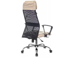 Кресло руководителя Бюрократ KB-6N черный TW-01 сиденье бежевый 38-402 сетка/ткань с подголов. крестовина металл хром-foto4