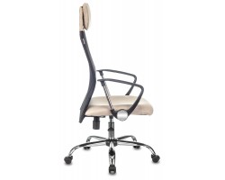 Кресло руководителя Бюрократ KB-6N черный TW-01 сиденье бежевый 38-402 сетка/ткань с подголов. крестовина металл хром-foto3