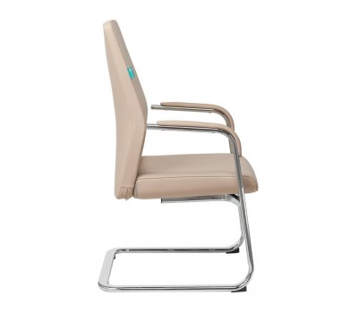 Кресло Бюрократ _JONS-LOW-V бежевый кожа низк.спин. полозья металл хром