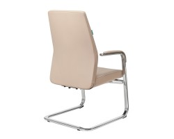 Кресло Бюрократ _JONS-LOW-V бежевый кожа низк.спин. полозья металл хром-foto4