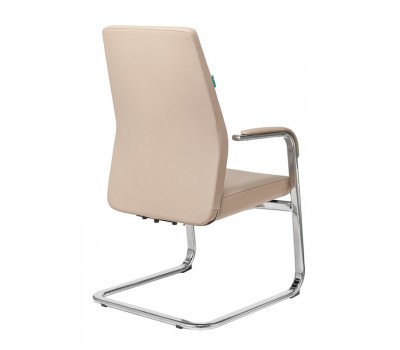 Кресло Бюрократ _JONS-LOW-V бежевый кожа низк.спин. полозья металл хром
