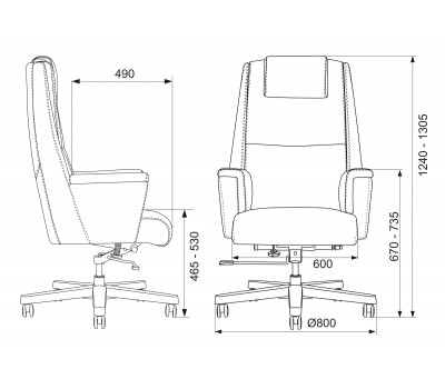 Кресло руководителя Бюрократ _DUKE черный кожа крестовина металл/дерево