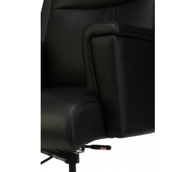 Кресло руководителя Бюрократ _DUKE черный кожа крестовина металл/дерево