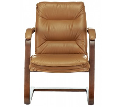 Кресло Бюрократ T-9927WALNUT-AV горчичный кожа полозья дерево