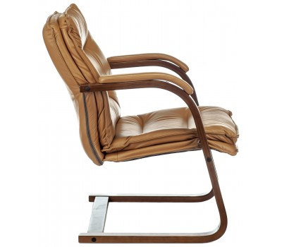 Кресло Бюрократ T-9927WALNUT-AV горчичный кожа полозья дерево